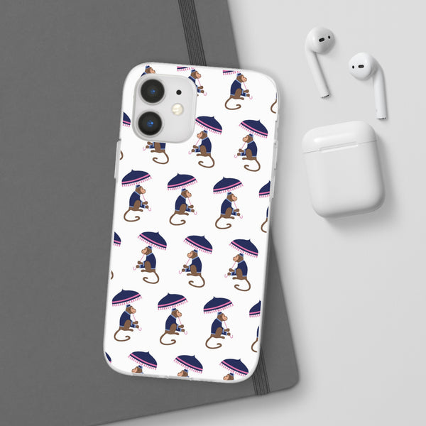 Flexible Phone Case - Preppy Chinoiserie Monkey Pattern  iphone Samsung clear access to all ports and functions