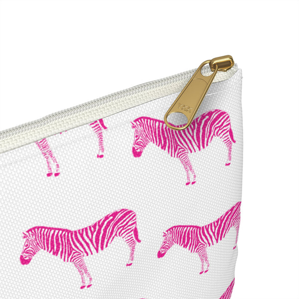 Preppy Pink Zebra Canvas Clutch, two sizes