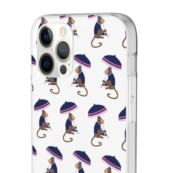 Flexible Phone Case - Preppy Chinoiserie Monkey Pattern  iphone Samsung clear access to all ports and functions