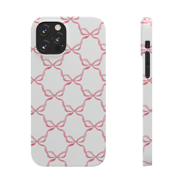 Bow Print, Coquette pink and white Phone Case