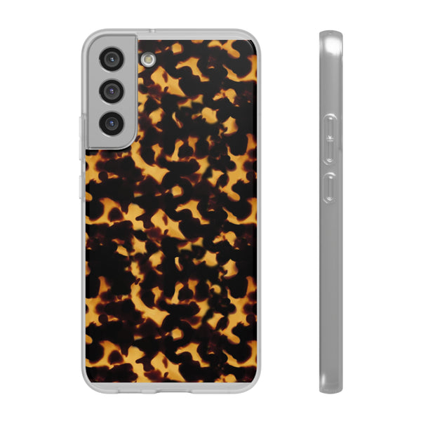 Flexible Phone Case - Tortoise Print Chic Spots leopard in classic neutral phones iphone Samsung clear access to all ports and functions