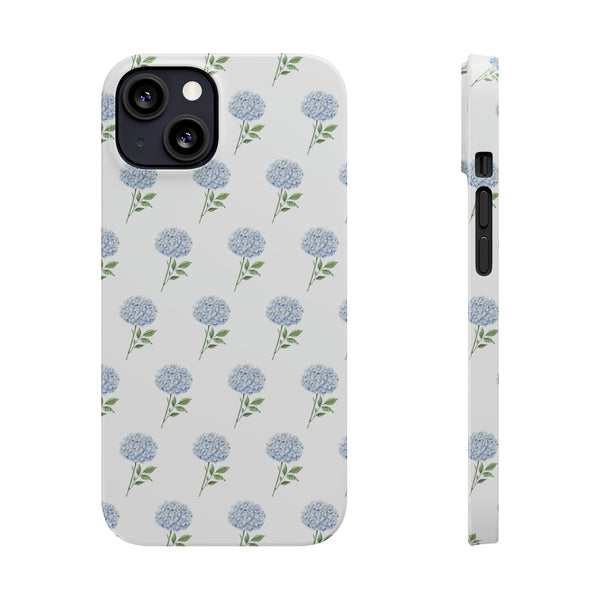 Hydrangea pattern, blue hydrangea preppy summer Phone Case Slim and Sleek, Preppy and Classic, Impact Resistant Shell