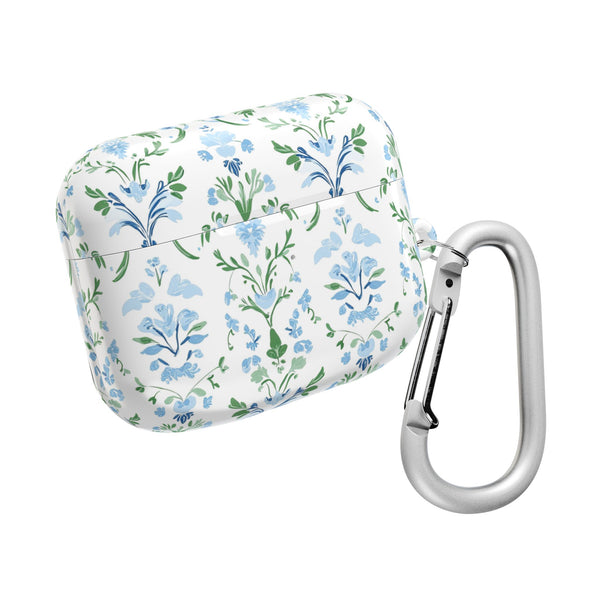 Block Print Blue and Green Floral Pattern AirPod Case, , Gift for Her, Cute Accessories,  Preppy, Grand Millennial