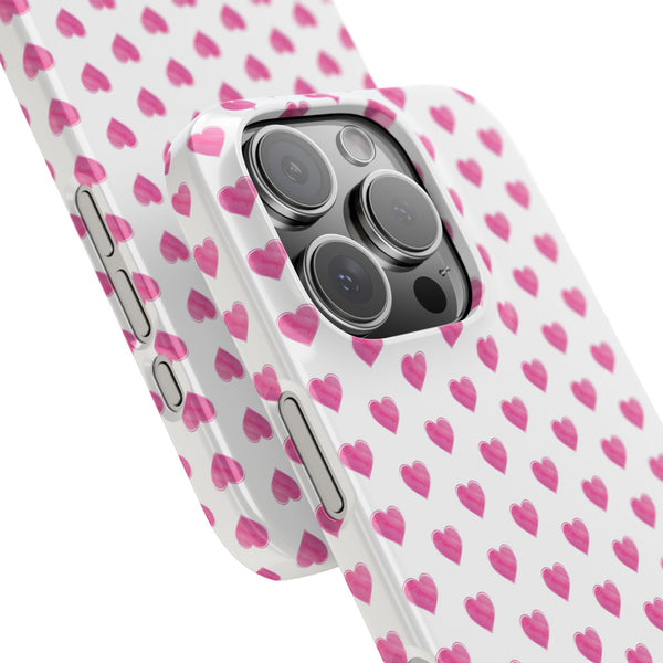 Preppy Hearts Phone Case, Hot Pink and White