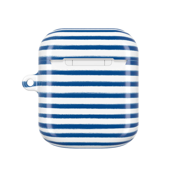 Preppy Navy and White Stripes Pattern AirPod Case, , Gift for Her, Cute Accessories, preppy Flower Pattern AirPods Cover, Grand Millennial