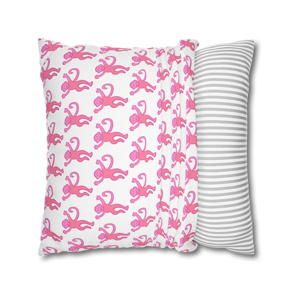 Preppy Monkey Pattern Hot Pink Pillow Cover with Zip Closure - Cover Only - Insert not included