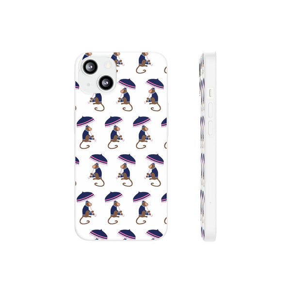 Flexible Phone Case - Preppy Chinoiserie Monkey Pattern  iphone Samsung clear access to all ports and functions