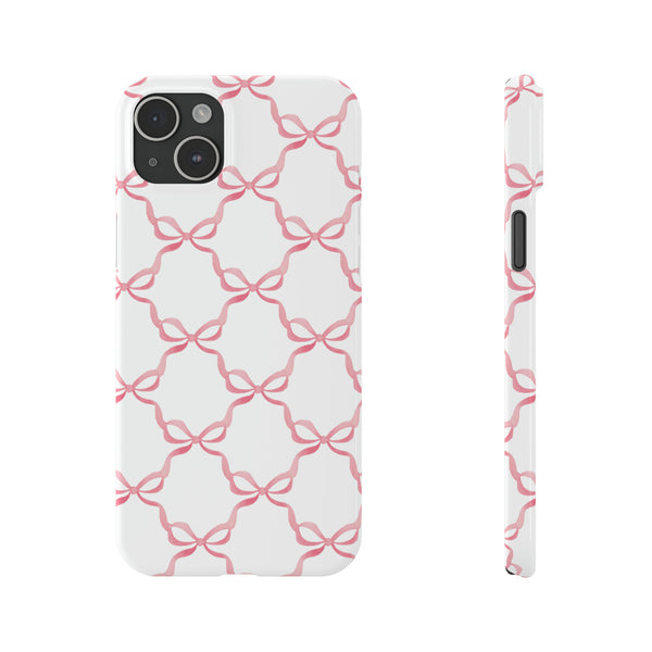 Bow Print, Coquette pink and white Phone Case