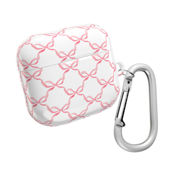 Pink Bow Pattern AirPod Case, , Gift for Her, Cute Accessories, preppy Flower Pattern AirPods Cover, Grand Millennial
