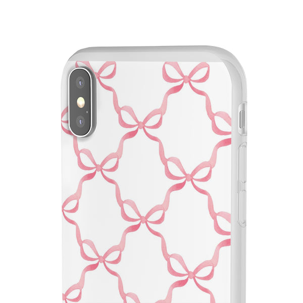 Flexible Phone Case - Preppy Chinoiserie Watercolor Bows iphone Samsung clear access to all ports and functions