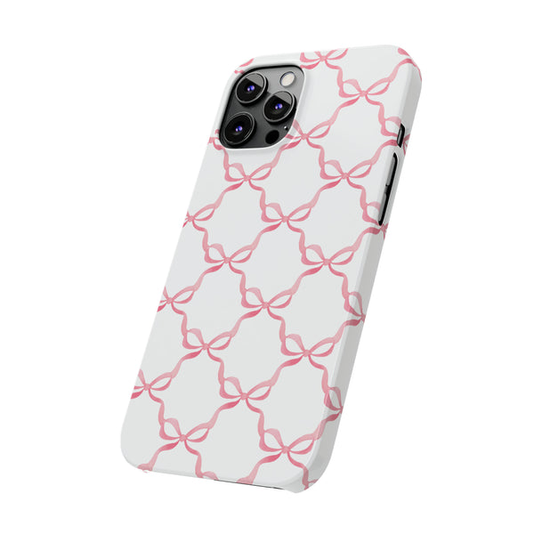Bow Print, Coquette pink and white Phone Case