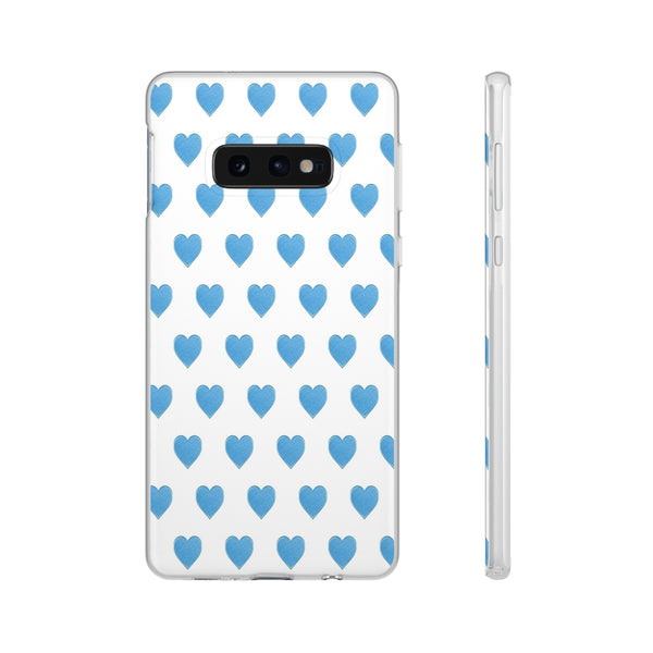 Flexible Phone Case - Preppy Hearts Watercolor Blue iPhone Protection access to all Ports & Functions Great Gift