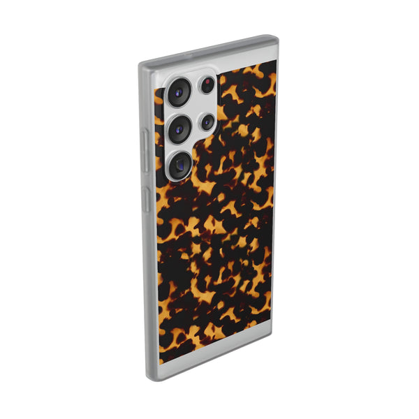 Flexible Phone Case - Tortoise Print Chic Spots leopard in classic neutral phones iphone Samsung clear access to all ports and functions