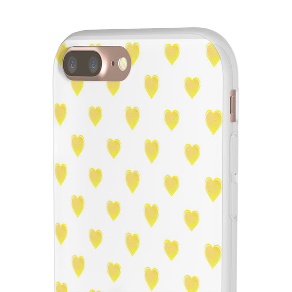 Flexible Phone Case - Yellow Hearts, Preppy iPhone case, Nantucket, Hamptons Inspired Samsung, Gift Present White Background, Clear Case