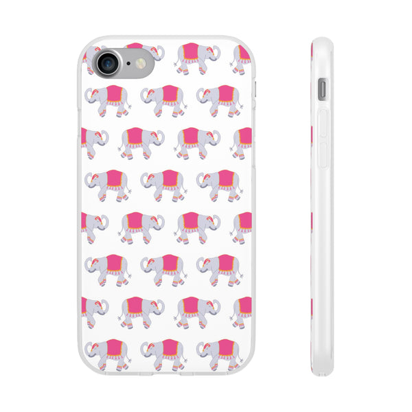 Flexible Phone Case - Preppy Chinoiserie Elephant Pattern  iphone Samsung clear access to all ports and functions