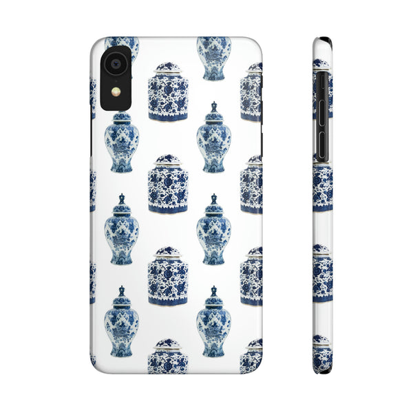 Chinoiserie Chic Toile Ginger Jar, Vase,  Phone Case in Blue and White Slim and Sleek, Preppy and Classic, Access to all Ports