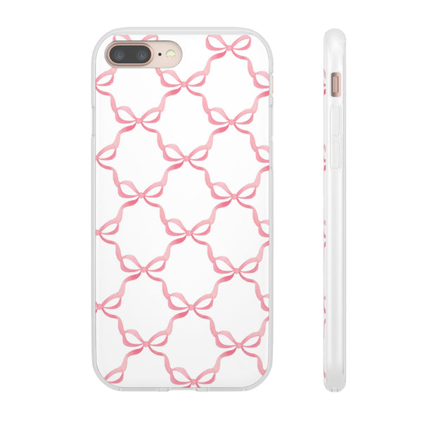 Flexible Phone Case - Preppy Chinoiserie Watercolor Bows iphone Samsung clear access to all ports and functions