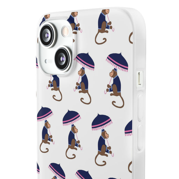 Flexible Phone Case - Preppy Chinoiserie Monkey Pattern  iphone Samsung clear access to all ports and functions