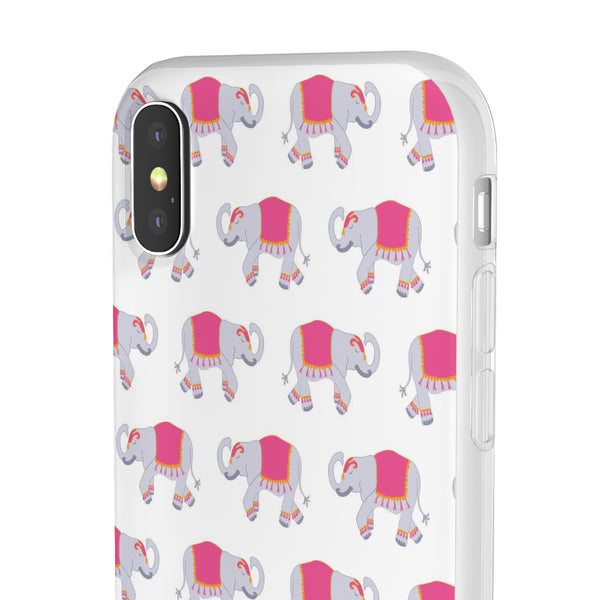 Flexible Phone Case - Preppy Chinoiserie Elephant Pattern  iphone Samsung clear access to all ports and functions