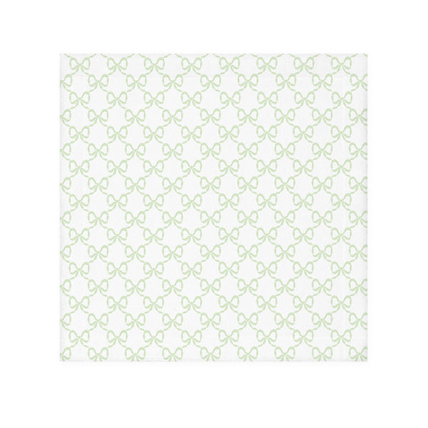 Face Towel in Preppy Bows Green and White