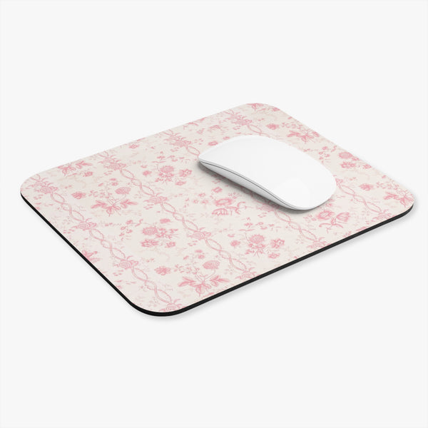 Mouse Pad Preppy Romantic Pink Floral Toile