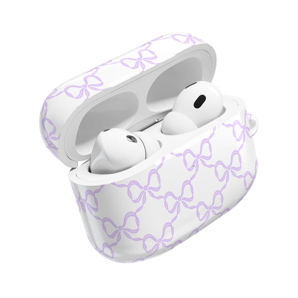 Purple Bow Pattern AirPod Case, , Gift for Her, Cute Accessories, preppy Flower Pattern AirPods Cover, Preppy Purple Bows