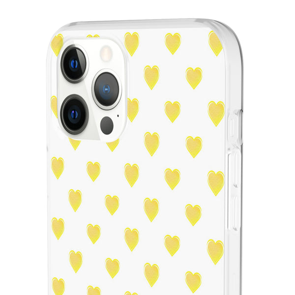 Flexible Phone Case - Yellow Hearts, Preppy iPhone case, Nantucket, Hamptons Inspired Samsung, Gift Present White Background, Clear Case