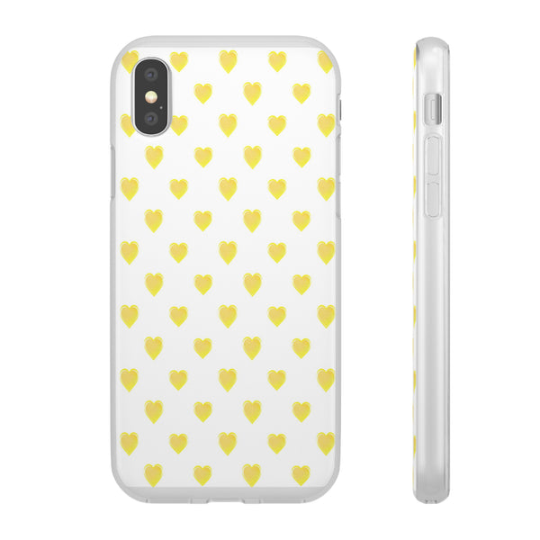 Flexible Phone Case - Yellow Hearts, Preppy iPhone case, Nantucket, Hamptons Inspired Samsung, Gift Present White Background, Clear Case