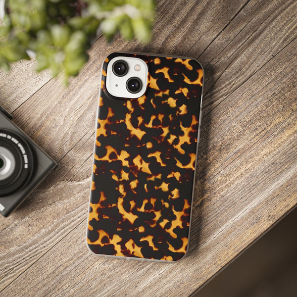 Flexible Phone Case - Tortoise Print Chic Spots leopard in classic neutral phones iphone Samsung clear access to all ports and functions