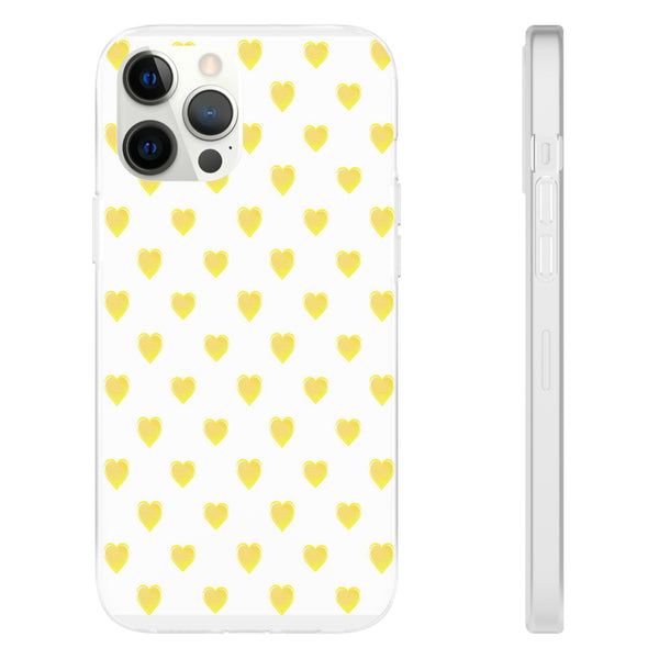 Flexible Phone Case - Yellow Hearts, Preppy iPhone case, Nantucket, Hamptons Inspired Samsung, Gift Present White Background, Clear Case