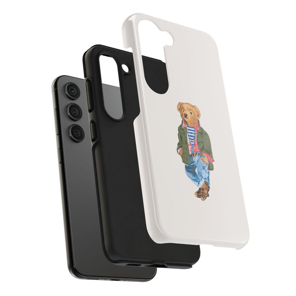 Preppy Bear Cargo Jacket iPhone case, Tough Protective double layer