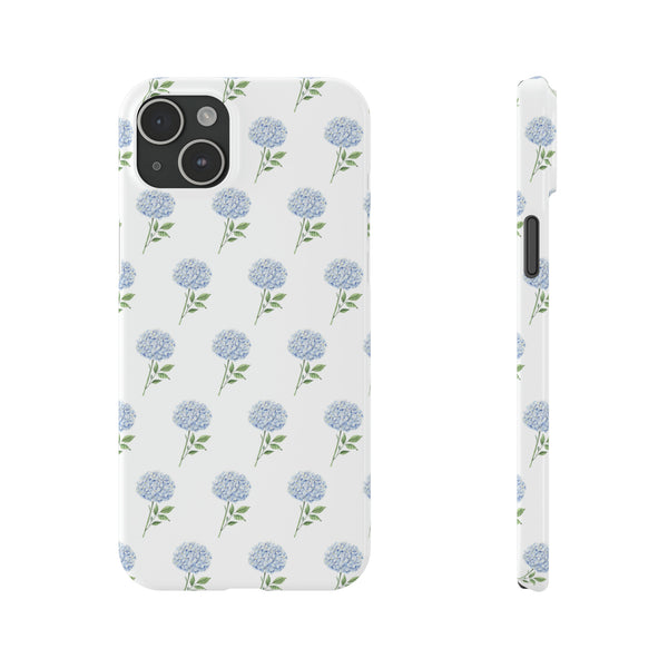 Hydrangea pattern, blue hydrangea preppy summer Phone Case Slim and Sleek, Preppy and Classic, Impact Resistant Shell