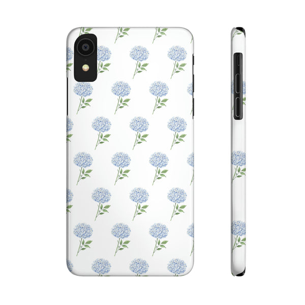 Hydrangea pattern, blue hydrangea preppy summer Phone Case Slim and Sleek, Preppy and Classic, Impact Resistant Shell