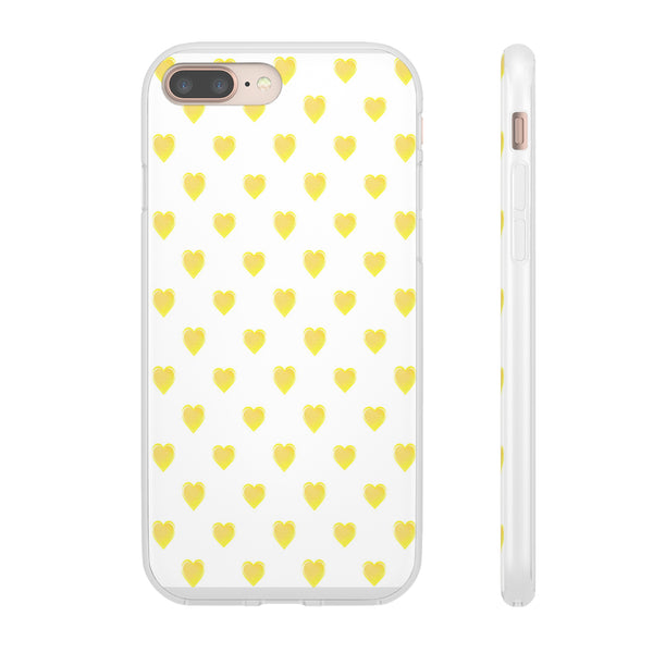 Flexible Phone Case - Yellow Hearts, Preppy iPhone case, Nantucket, Hamptons Inspired Samsung, Gift Present White Background, Clear Case