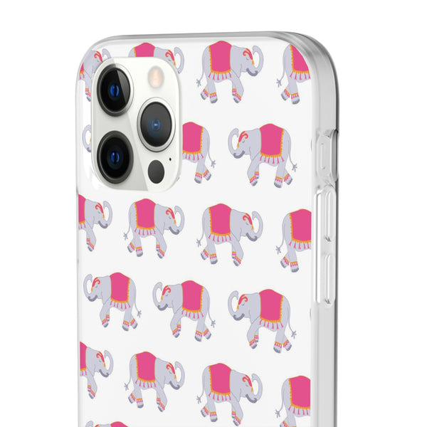 Flexible Phone Case - Preppy Chinoiserie Elephant Pattern  iphone Samsung clear access to all ports and functions