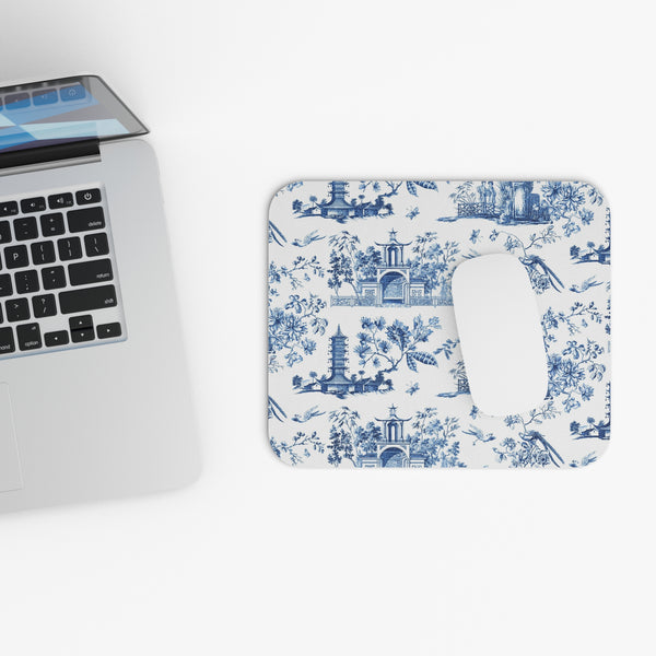 Mouse Pad Chinoiserie Blue and White Toile I Preppy Desk dorm room home office school supplies
