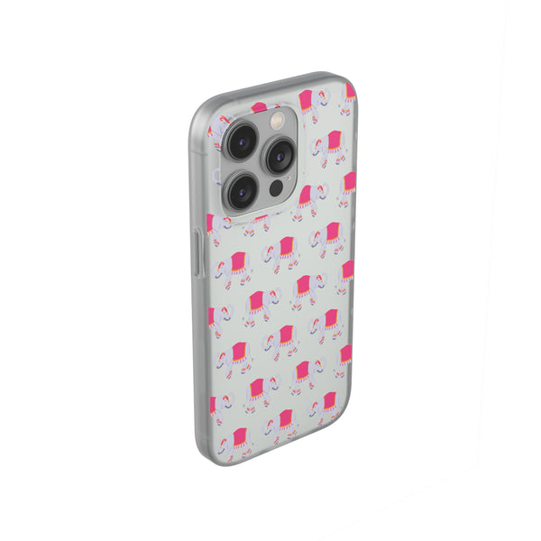 Flexible Phone Case - Preppy Chinoiserie Elephant Pattern  iphone Samsung clear access to all ports and functions