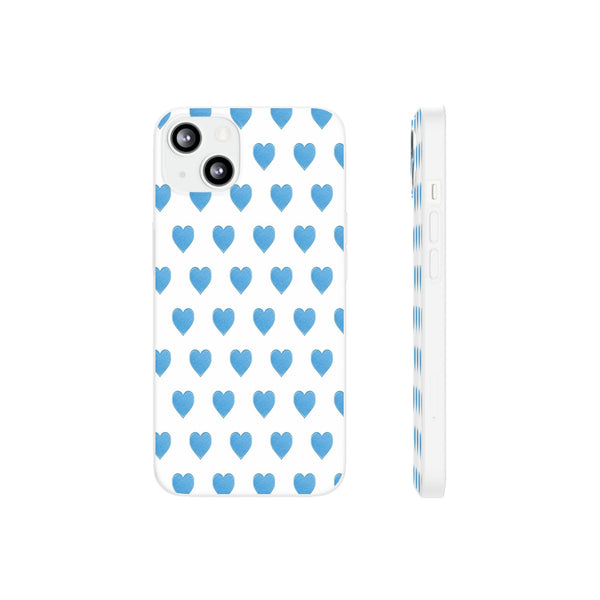 Flexible Phone Case - Preppy Hearts Watercolor Blue iPhone Protection access to all Ports & Functions Great Gift
