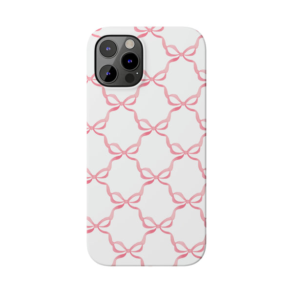 Bow Print, Coquette pink and white Phone Case