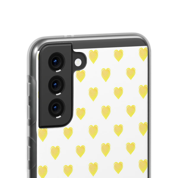 Flexible Phone Case - Yellow Hearts, Preppy iPhone case, Nantucket, Hamptons Inspired Samsung, Gift Present White Background, Clear Case