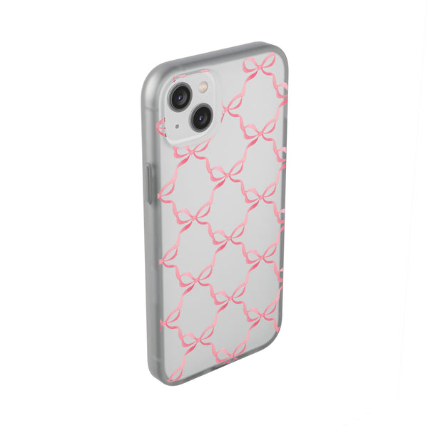 Flexible Phone Case - Preppy Chinoiserie Watercolor Bows iphone Samsung clear access to all ports and functions