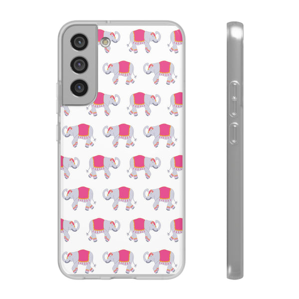 Flexible Phone Case - Preppy Chinoiserie Elephant Pattern  iphone Samsung clear access to all ports and functions