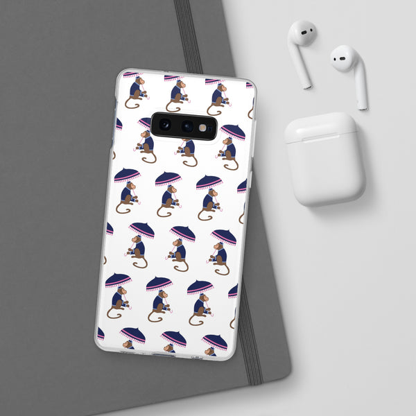 Flexible Phone Case - Preppy Chinoiserie Monkey Pattern  iphone Samsung clear access to all ports and functions