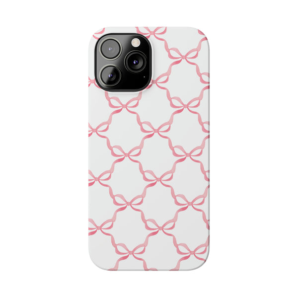 Bow Print, Coquette pink and white Phone Case