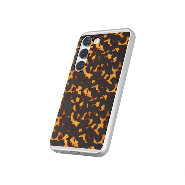Flexible Phone Case - Tortoise Print Chic Spots leopard in classic neutral phones iphone Samsung clear access to all ports and functions