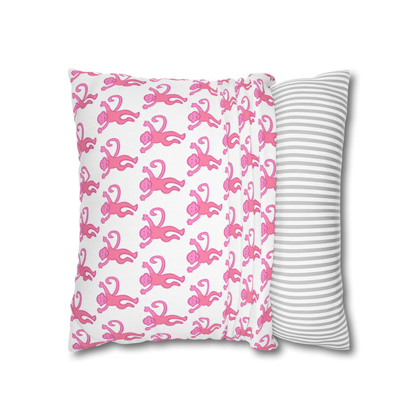 Preppy Monkey Pattern Hot Pink Pillow Cover with Zip Closure - Cover Only - Insert not included