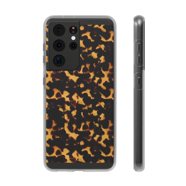 Flexible Phone Case - Tortoise Print Chic Spots leopard in classic neutral phones iphone Samsung clear access to all ports and functions