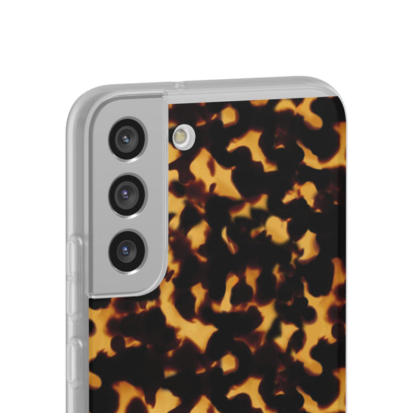Flexible Phone Case - Tortoise Print Chic Spots leopard in classic neutral phones iphone Samsung clear access to all ports and functions