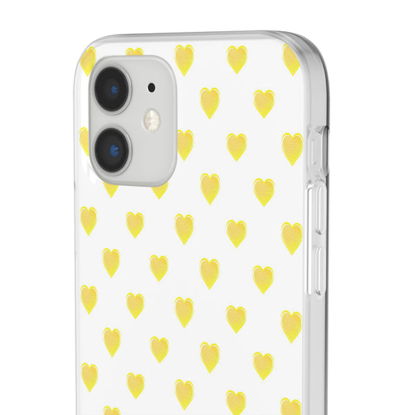 Flexible Phone Case - Yellow Hearts, Preppy iPhone case, Nantucket, Hamptons Inspired Samsung, Gift Present White Background, Clear Case