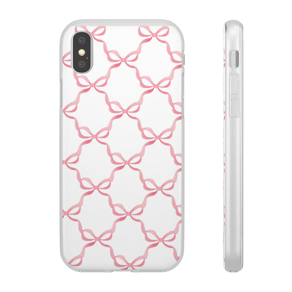 Flexible Phone Case - Preppy Chinoiserie Watercolor Bows iphone Samsung clear access to all ports and functions